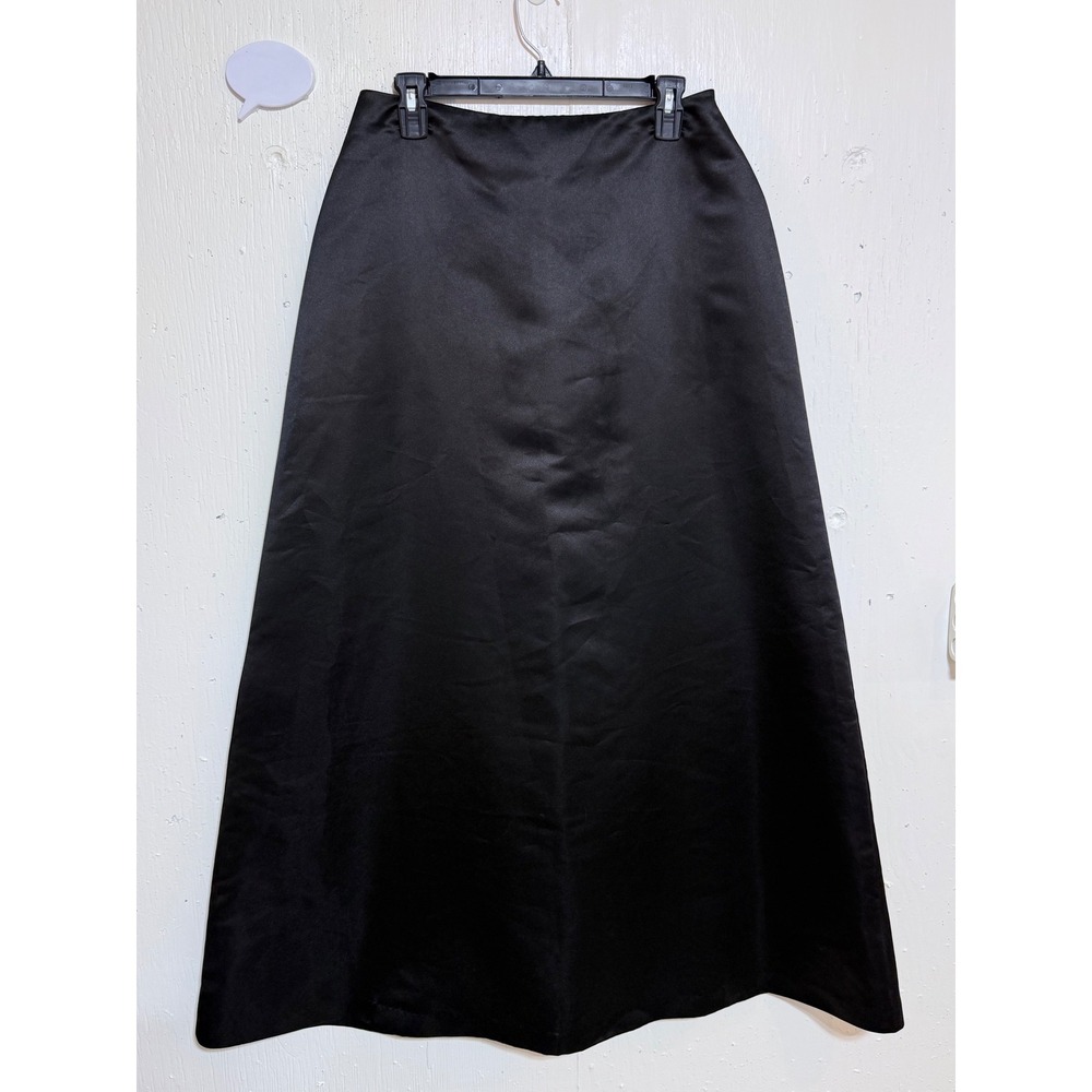 Bill Levkoff Black Satin Maxi Skirt Formal A-Line Evening Size 12 RN82955